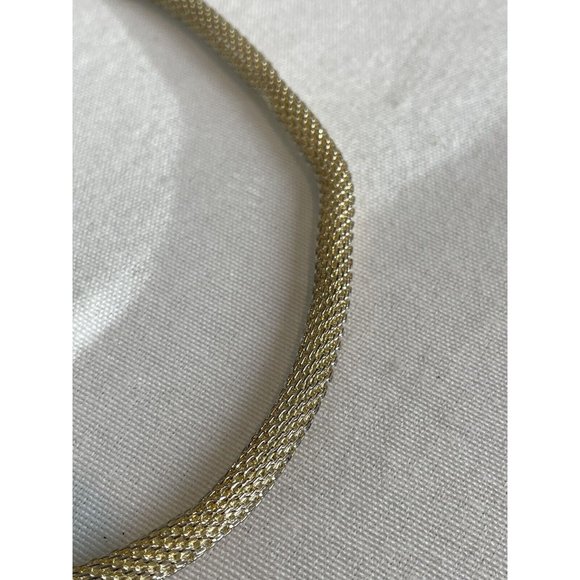 Vintage Silver And Gold Tone Snake Chain Choker Necklace Magnetic Closure - Picture 2 of 5